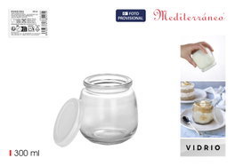 Inde Tarro Vidrio Postre 300 ml con Tapa de Plástico Mediterraneo (24 Unidades)