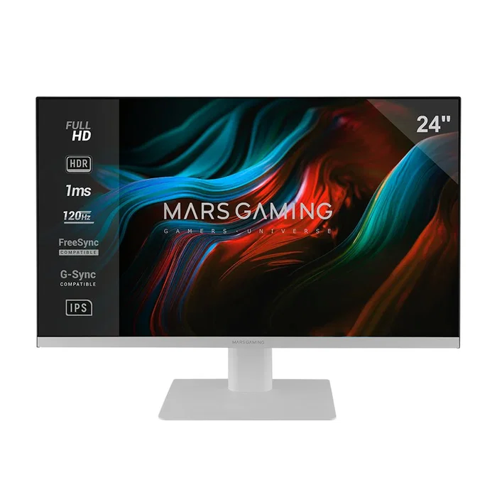 Mars Gaming MV24 Monitor 24" IPS FHD 120Hz 1ms DisplayPort HDMI VGA VESA 100x100 Blanco