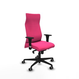 PIQUERAS Y CRESPO Sillón Albacete con Mecanismo Sincro, Similpiel Rosa, Brazos 1D y Ruedas 65mm