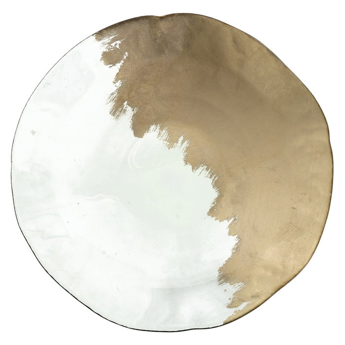 Centro Mesa Dorado Cristal Decoración 39 X 39 X 6,50 cm