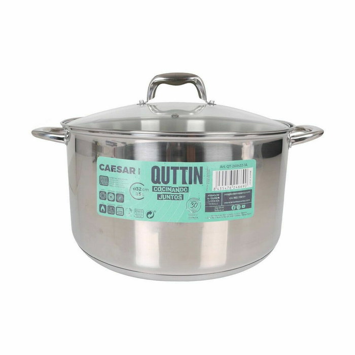 Olla con Tapa de Cristal Quttin Caesar Acero ø 32 x 18,5 cm (2 Unidades) Olla con Tapa de Cristal Quttin Caesar Acero ø 32 x 18,5 cm (2 Unidades)