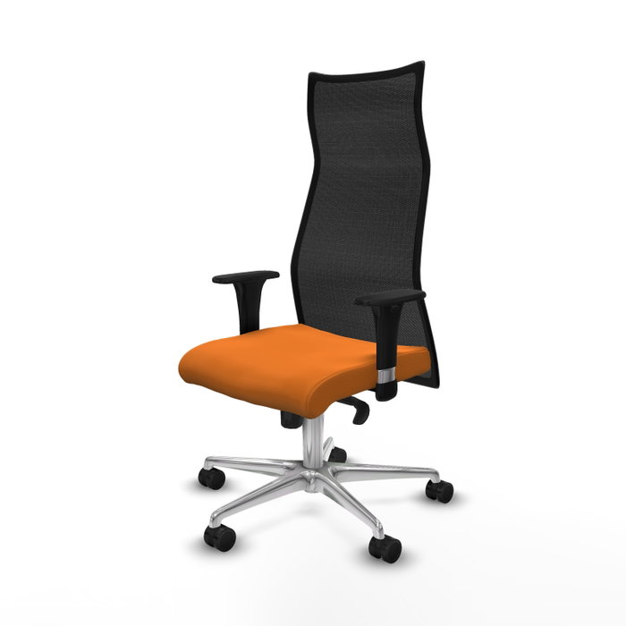 PIQUERAS Y CRESPO Sillón Albacete con Mecanismo Sincro, Similpiel Naranja y Malla Negra PIQUERAS Y CRESPO Sillón Albacete con Mecanismo Sincro, Similpiel Naranja y Malla Negra