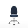 Silla de oficina Algarra con mecanismo Contacto permanente básico tapizada con Similpiel color Azul marino. Equipada con Base cromada, Sin brazos y Ruedas de nailon 50 mm