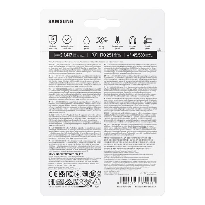Samsung MUF-512AB/APC Pendrive 512GB USB 3.2 FIT Plus Hasta 400MB/s