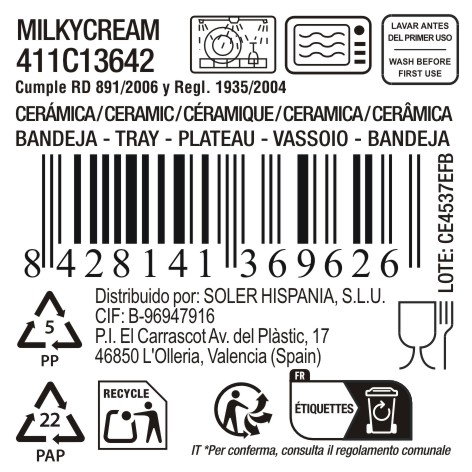 La Mediterranea Bandeja Aperitivo Milkycream 19x20cm MD