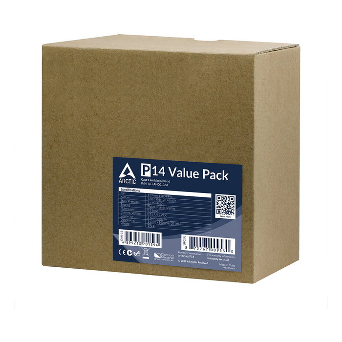 ARCTIC P14 Value Pack Pack de 5 Ventiladores de 14 cm Negro
