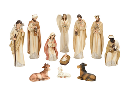 DKD Home Decor Set de Nacimiento de 11 Piezas en Resina Crema y Terracota