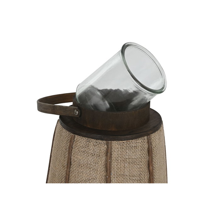 DKD Home Decor Portavelas de Yute y Bambú Natural 30,5x30,5x73 cm