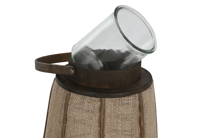 DKD Home Decor Portavela Oriental Natural Bambú Yute 30.5 x 73 x 30.5 cm