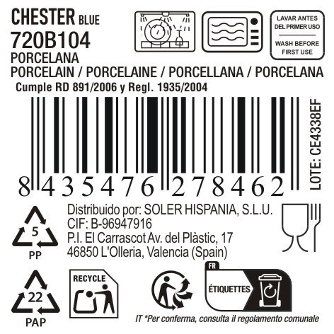 La Mediterranea Bandeja Oval Chester Blue 36x20.5cm (Pack de 6)