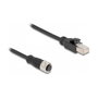 DeLOCK Cable Adaptador M12 Codificación D de 4 Pines Hembra a RJ45 Macho, 50 cm