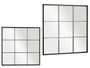 Giftdecor Espejo Ventanal Negro para Pared, 90 x 90 cm, Marco de Metal y Cristal, Decoración Moderna