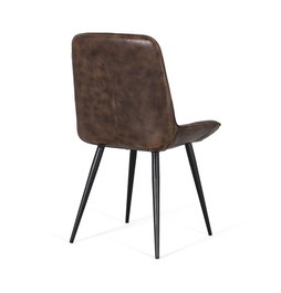 Giner y Colomer Silla Tapizada en Piel Gris Ceniza con Detalle de Costuras en Rombo y Pata en Hierro Negro