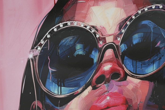 DKD Home Decor Cuadro Lienzo Chica Gafas Rosa 50x70 cm (Pack de 2)