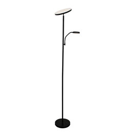 Dencel Lámpara de Pie LED, Modelo Dencel, 30+6W, 3CCT (2700-4000-6500K) Dimmable, 3000 Lm, Negra, Temporizador, Mando, Ø25 x 175 cm