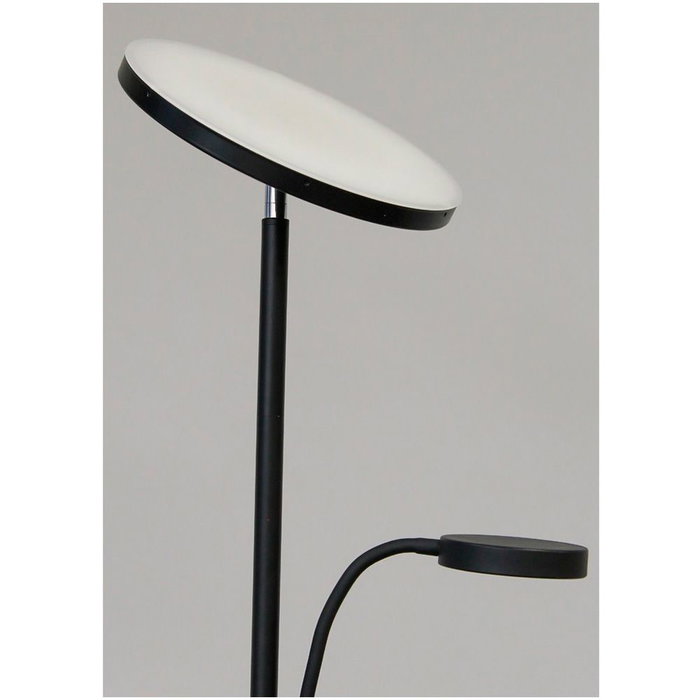 Dencel Lámpara de Pie LED, Modelo Dencel, 30+6W, 3CCT (2700-4000-6500K) Dimmable, 3000 Lm, Negra, Temporizador, Mando, Ø25 x 175 cm