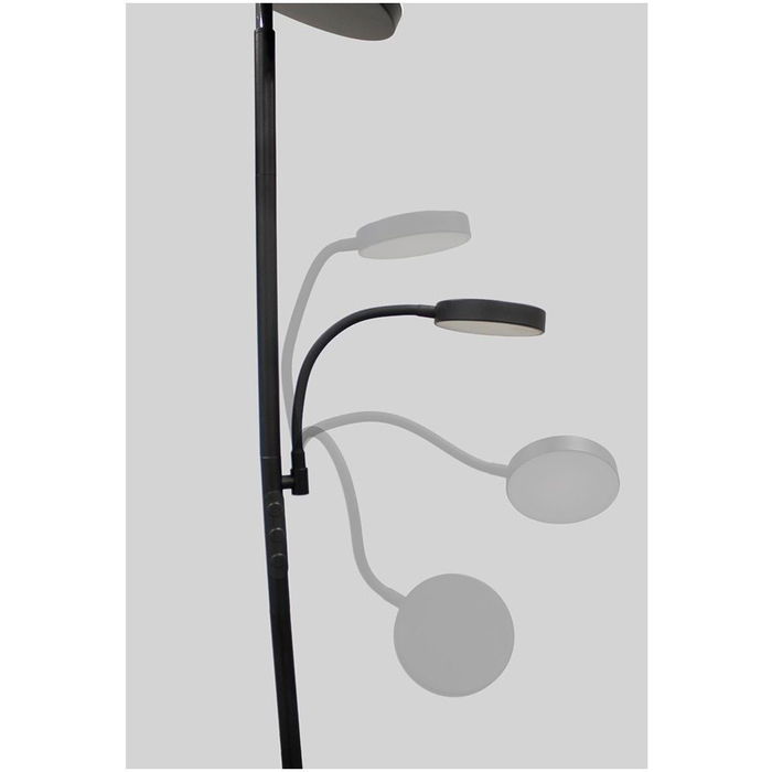 Dencel Lámpara de Pie LED, Modelo Dencel, 30+6W, 3CCT (2700-4000-6500K) Dimmable, 3000 Lm, Negra, Temporizador, Mando, Ø25 x 175 cm