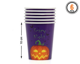 Pack de 6 Vasos para Halloween - Diseño de Calabazas - 10 cm de Altura - Perfecto para Fiestas y Celebraciones Temáticas