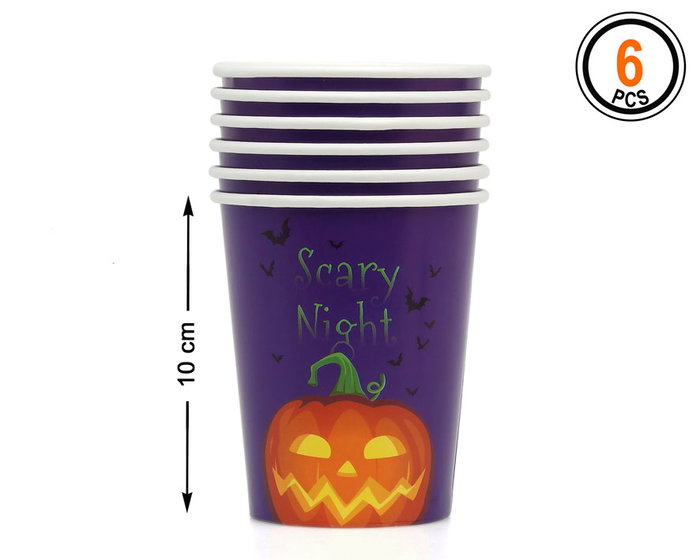 Pack de 6 Vasos para Halloween - Diseño de Calabazas - 10 cm de Altura - Perfecto para Fiestas y Celebraciones Temáticas Pack de 6 Vasos para Halloween - Diseño de Calabazas - 10 cm de Altura - Perfecto para Fiestas y Celebraciones Temáticas