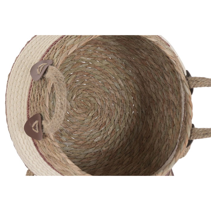 DKD Home Decor Set de 3 Cestas de Fibra y Algodón Melocotón DKD Home Decor Set de 3 Cestas de Fibra y Algodón Melocotón