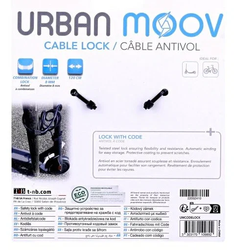 Tnb cadena urban moov - spiral code lock - black