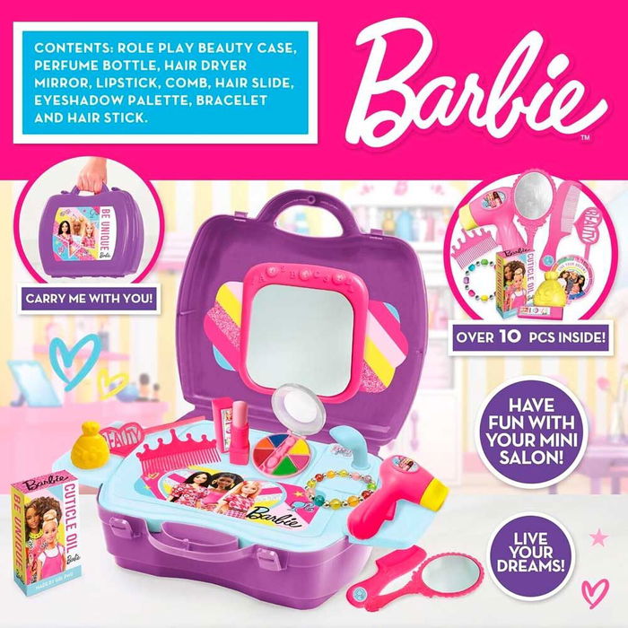 Mattel Maletin Peluqueria y Estetica Barbie para Niñas con Accesorios, Edad +3 Años