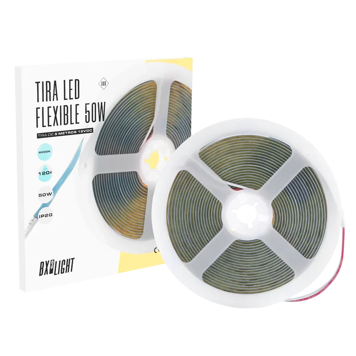 BX3 LIGHT Tira LED Flexible 50W IP20 3000K 12VDC 5m BX3-COB-320-12DC-WW - Blanca Cálida, Corte Cada 3 LEDs, Ideal para Interiores BX3 LIGHT Tira LED Flexible 50W IP20 3000K 12VDC 5m BX3-COB-320-12DC-WW - Blanca Cálida, Corte Cada 3 LEDs, Ideal para Interiores