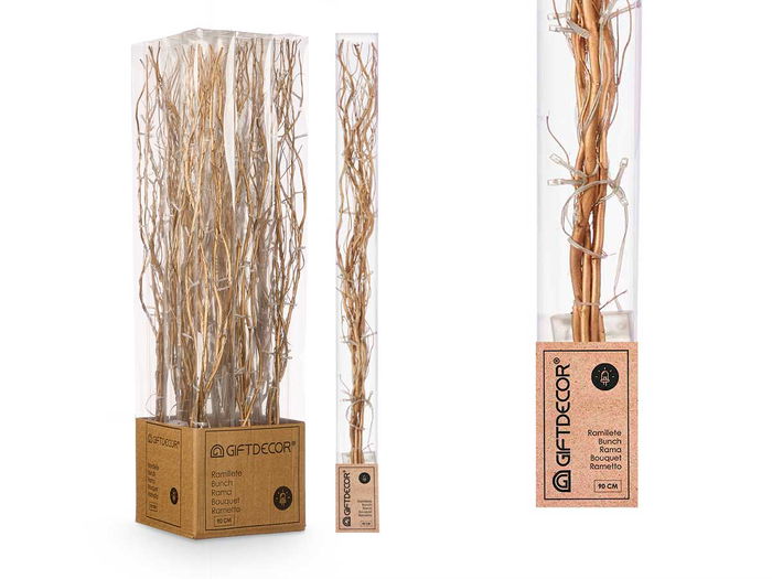 Giftdecor Ramillete de Varillas con 30 Leds, 90 cm, Color Oro, para Decoración (Set de 12)