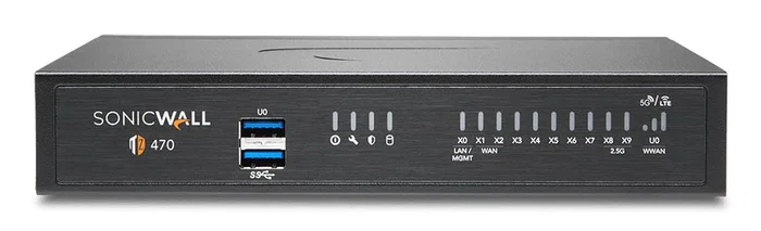 SonicWall TZ470 Cortafuegos Hardware 3.5 Gbit/s - Firewall, 1500 Gbit/s VPN IPSec, 8 Puertos LAN Gigabit, SonicOS 7.0, Protección DDoS