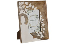 DKD Home Decor Marco Foto Oriental 10x15 cm Marron y Blanco (2 Unidades) Colección Buda Hoja Mango Cristal 20x2x25 cm