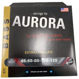 AURORA STRINGS Cuerdas de Bajo Aurora Red 45-125 Revestidas Larga Duración Tono Brillante Versátil Made in USA
