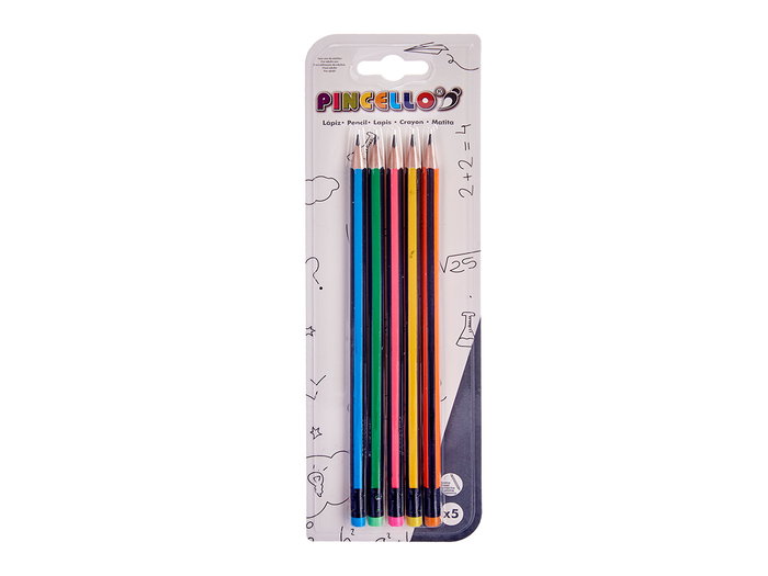 Pincello Set 5 Lapices Rayas Goma Madera 8 x 24.5 x 0.5 cm (Set de 48)