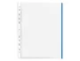 Q-connect Funda Multitaladro Cristal Din A4 70 mc con Borde Azul, Bolsa 10 Unidades