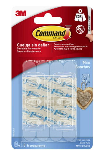 3M Command Mini Ganchos Adhesivos Transparentes 3M Command Mini Ganchos Adhesivos Transparentes