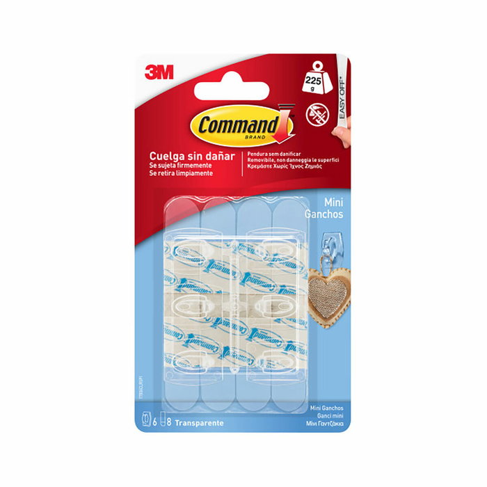 3M Command Mini Ganchos Adhesivos Transparentes 3M Command Mini Ganchos Adhesivos Transparentes