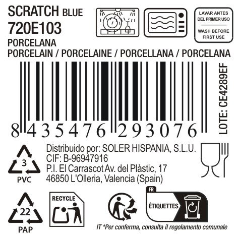 La Mediterranea Bandeja Oval Scratch Blue (8 Unidades) 31 x 17.5 x 2.8 cm