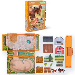 Collecta Libro-Juego Caballos A1217 Vida Ecuestre Maletín Plegable Accesorios Figuras Animales Juguete Educativo +3 Años