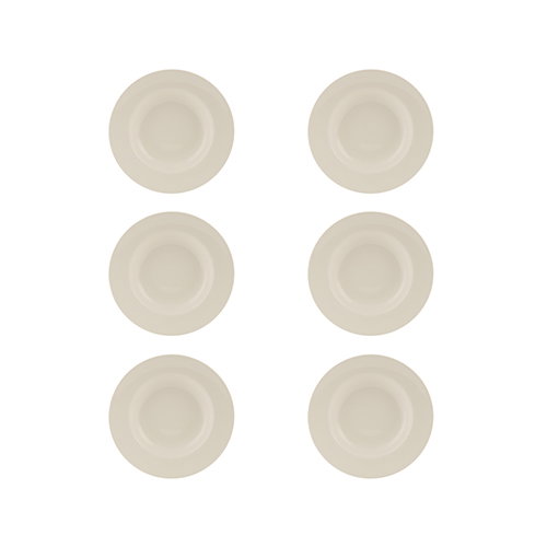 Summa Valet Plato Hondo 23.5 cm - Plato de Sopera en Vitro Porcelana, Color Marfil (Set de 6)