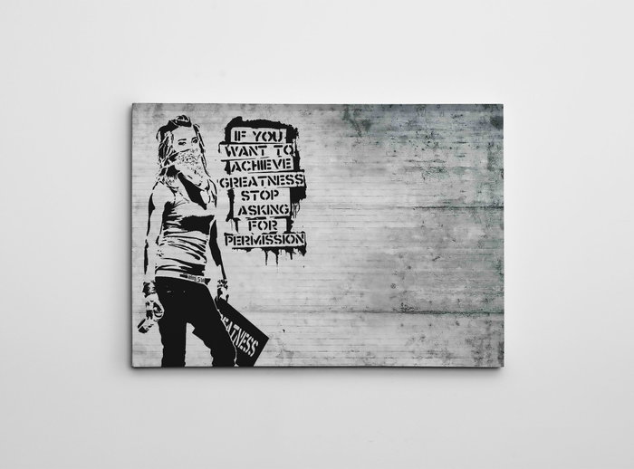 Wallity WY136 Lienzo Decorativo Enmarcado Banksy 70 x 100 cm Obra de Arte Moderna Impresión Digital Sobre Lienzo