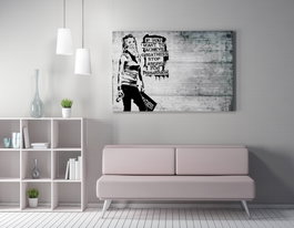 Wallity WY136 Lienzo Decorativo Enmarcado Banksy 70 x 100 cm Obra de Arte Moderna Impresión Digital Sobre Lienzo