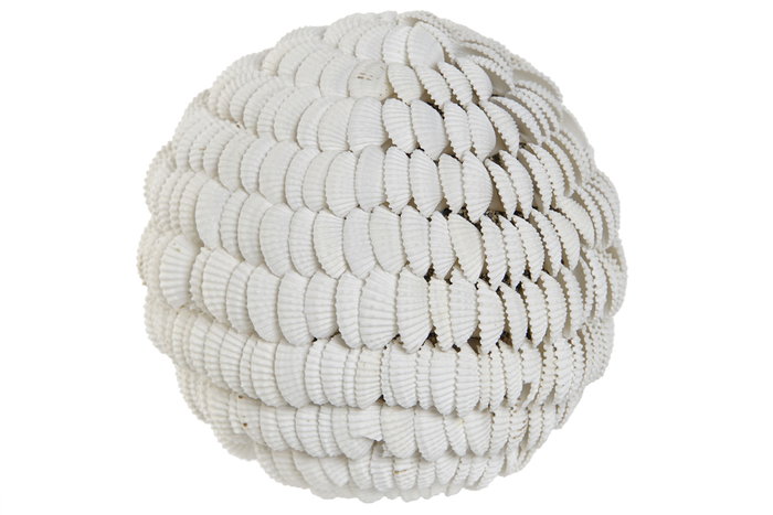 DKD Home Decor Bola de Decoración con Conchas Blanco 12x12x12 cm DKD Home Decor Bola de Decoración con Conchas Blanco 12x12x12 cm