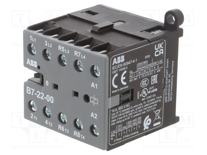 ABB Contactor B7 4-polar 12A 24VAC ABB Contactor B7 4-polar 12A 24VAC