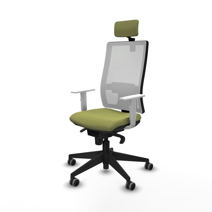PIQUERAS Y CRESPO Silla de oficina Horna con mecanismo Sincro, Verde oliva y Blanco