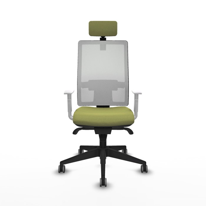 PIQUERAS Y CRESPO Silla de oficina Horna con mecanismo Sincro, Verde oliva y Blanco