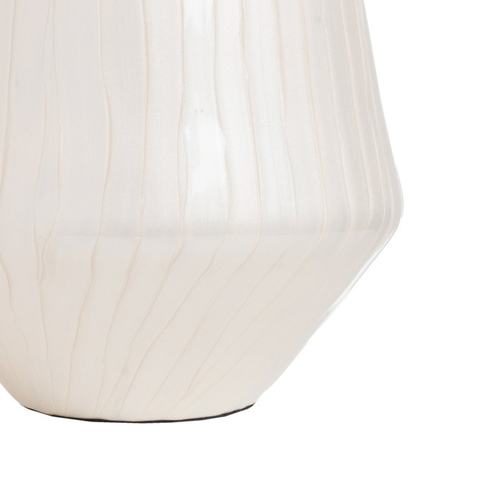 Jarrón Blanco Metal-Cristal Decoración 23 X 23 X 29 cm