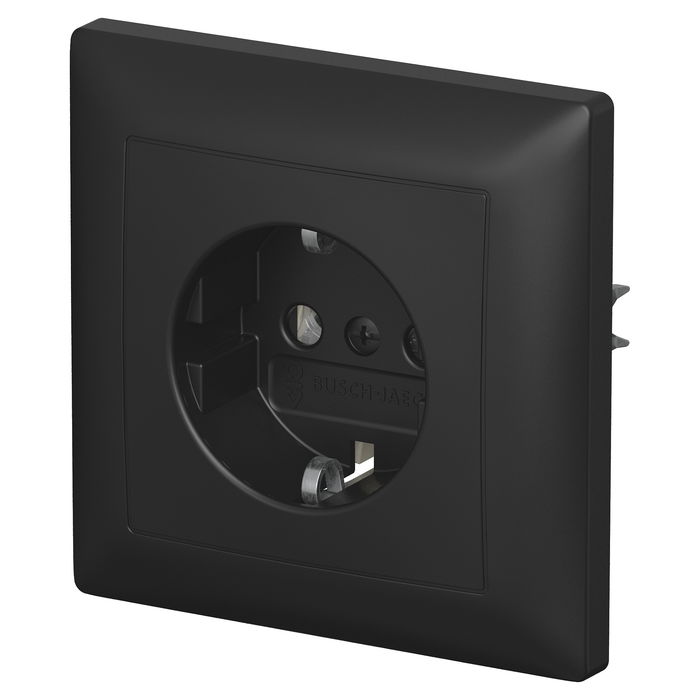 BUSCH-JAEGER 20 EUJ-915 Enchufe Schuko Vollplatte Busch-balance SI Mate Negro IP20