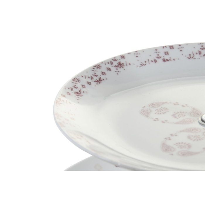DKD Home Decor Frutero de 3 Pisos PIXEL LOVE Rosa y Blanco