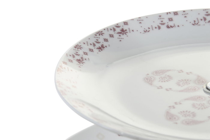 DKD Home Decor Frutero Scandi Rosa Blanco Porcelana Metal 3 Pisos 27 x 27 x 34 cm