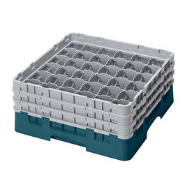 CAMBRO - 36S638-414 - Cesta de lavado 36 comp. 3 alturas - 7,2 cm Ø máx. - alt. máx. 17,6 cm - 50 x 50 x 22,5 cm - Cerceta