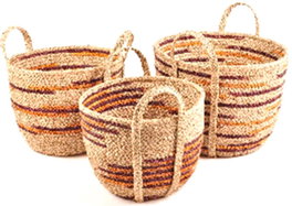 DKD Home Decor Set de 3 Cestas de Seagrass 38x38x41 cm Natural